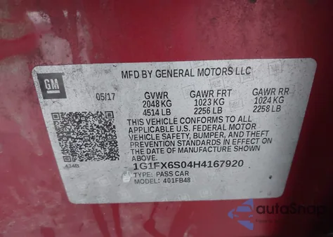 2017 Chevrolet Bolt Ev Premier из США, поврежденный, VIN 1G1FX6S04H4167920